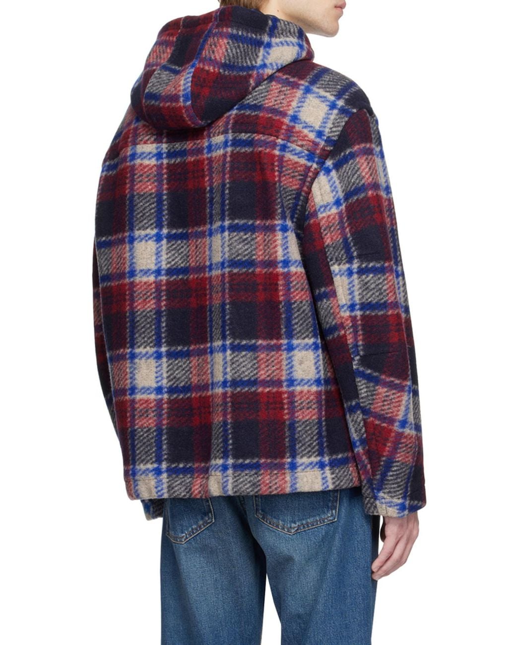 Isabel Marant Blue Kurt Checked Hooded Jacket for men