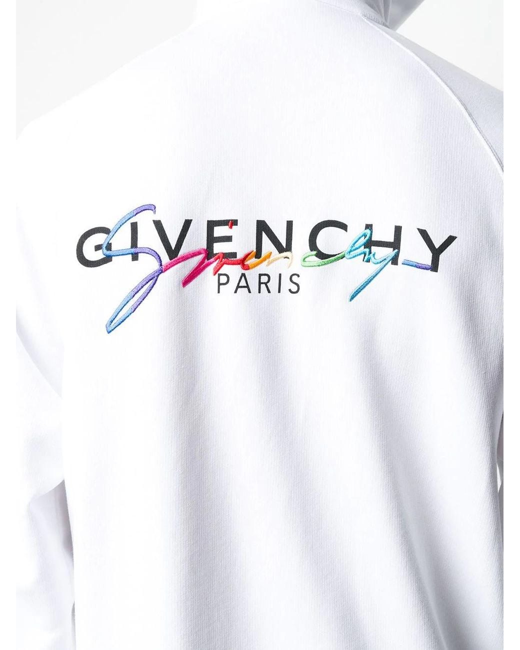 Givenchy White Logo-Print Zipped Hoodie for men
