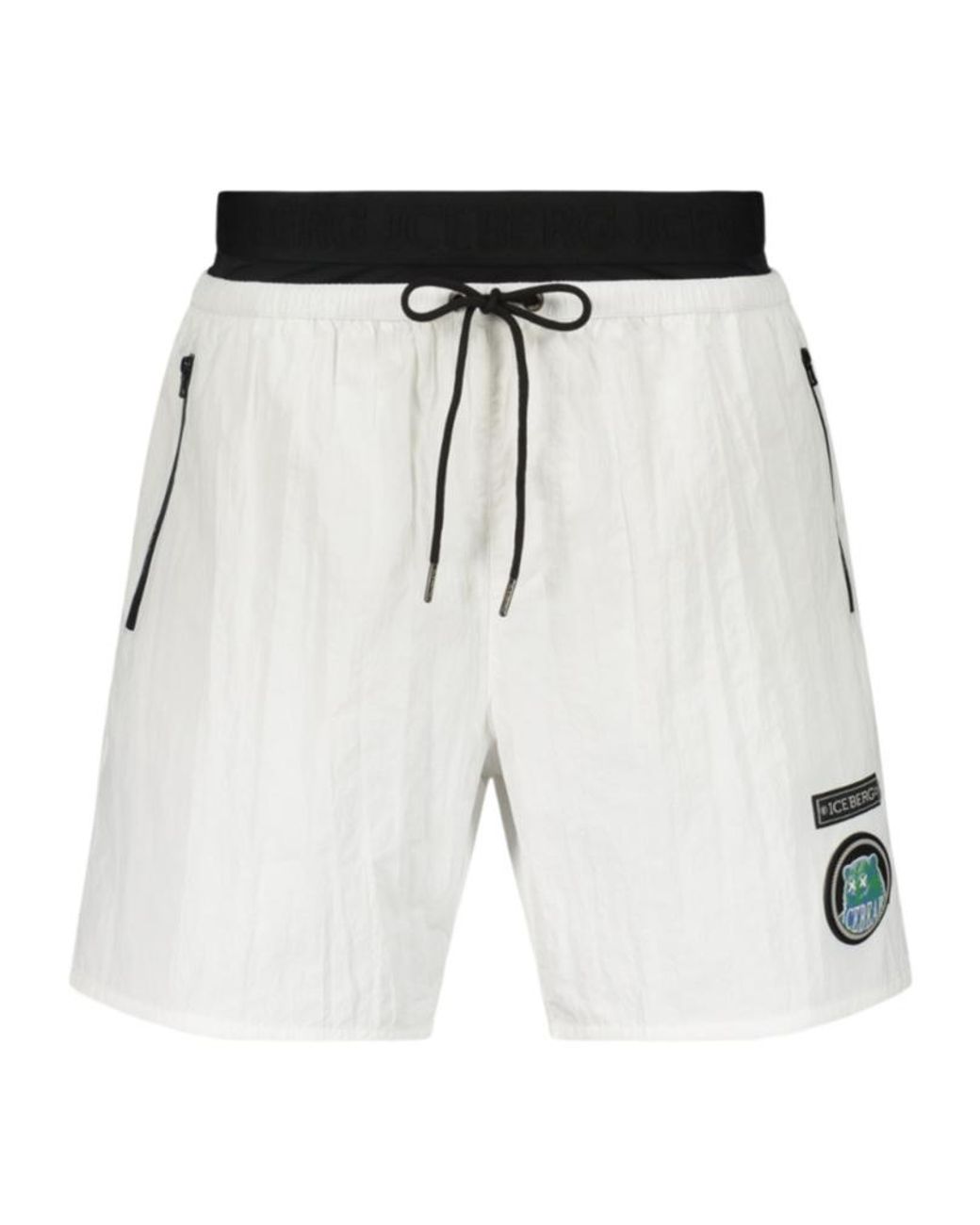 Iceberg Blue Logo-Patch Swim Shorts for men