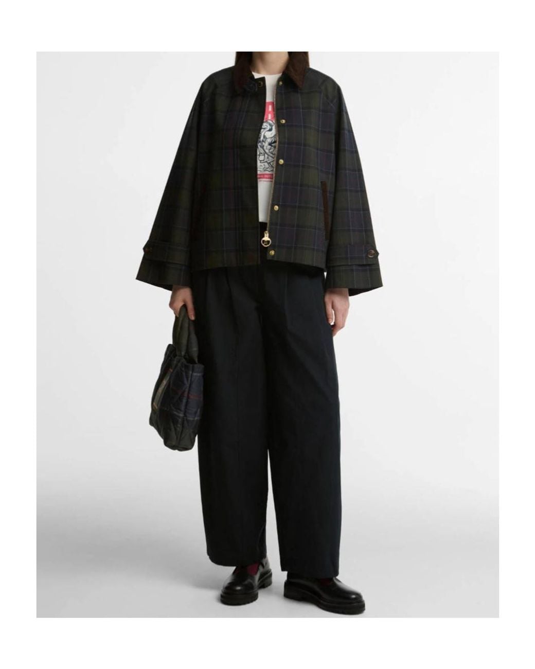 Barbour Black Sandra Tartan Showerproof Jacket