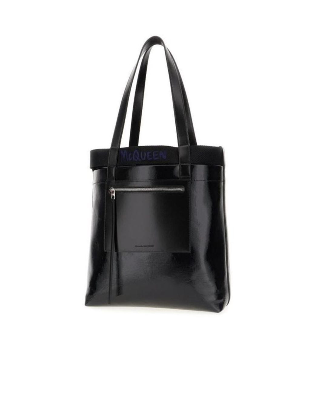 McQueen Black Logo Printed Tote Bag for men