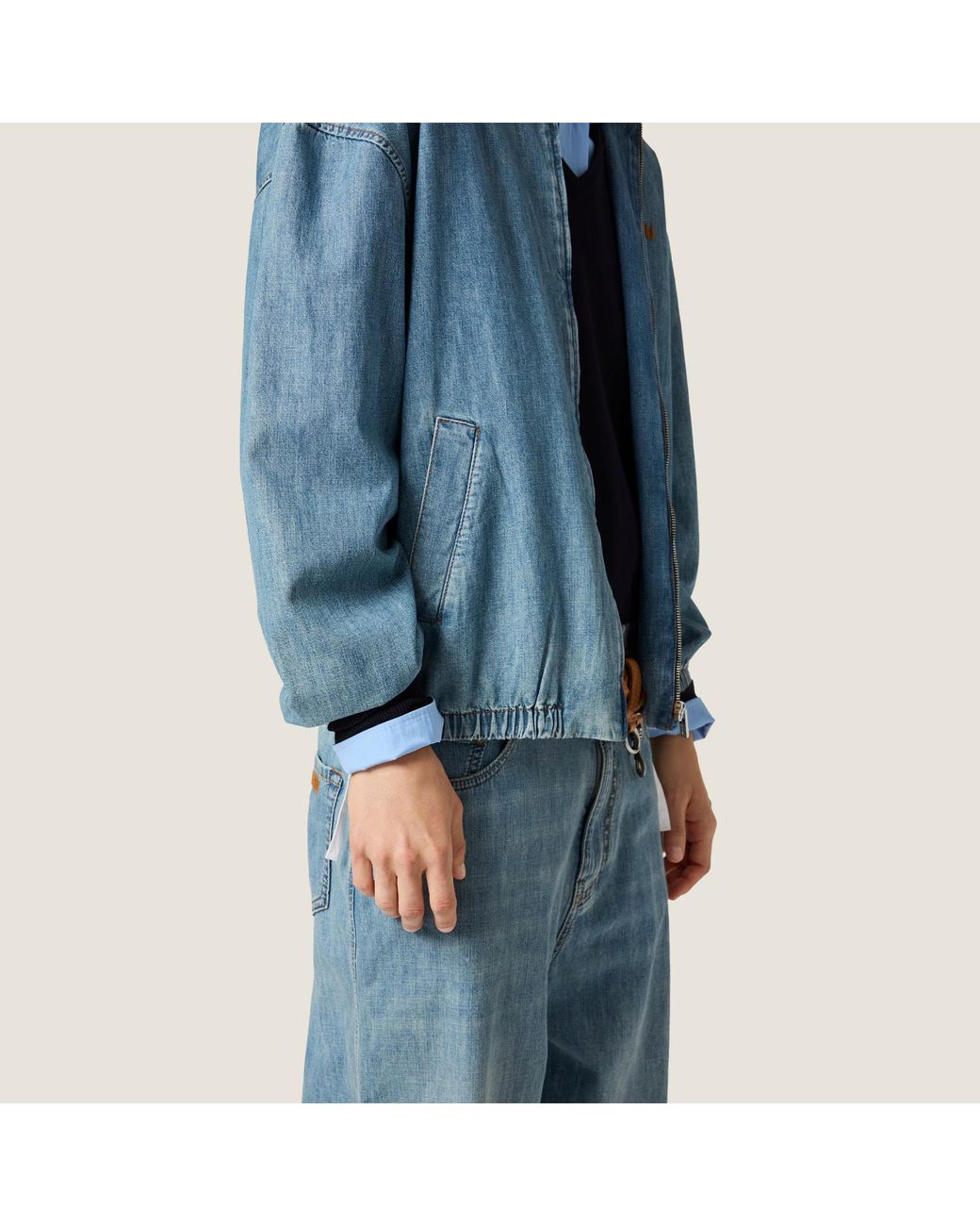 Miu Miu Blue Chambray Blouson Jacket