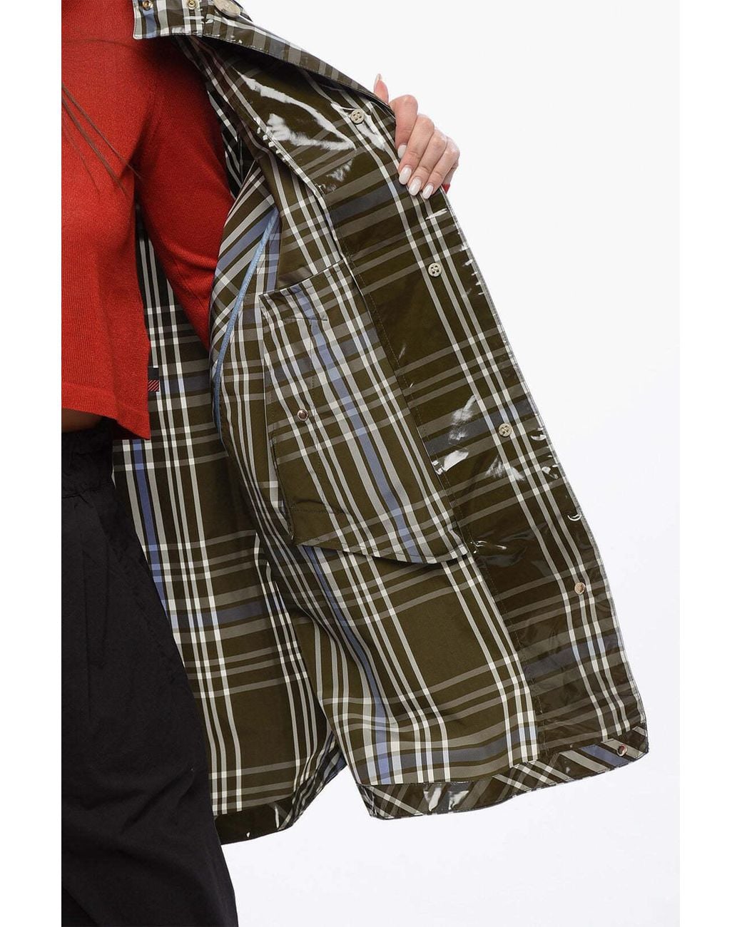 Woolrich Green Hawthorn Check-Pattern Cape