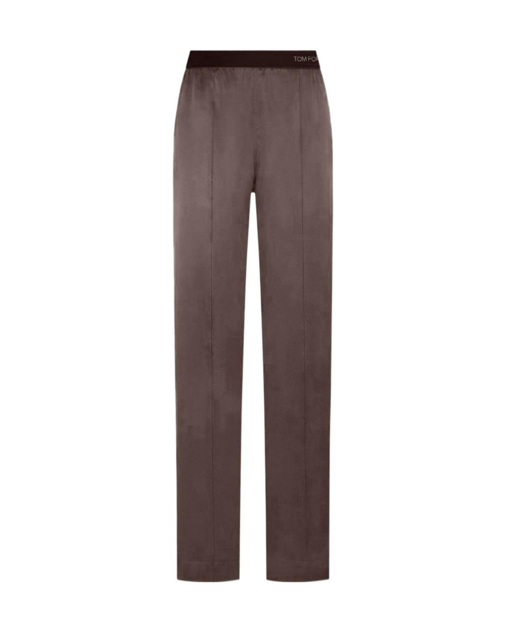 Tom Ford Brown Stretch Satin Wide-Leg Pants