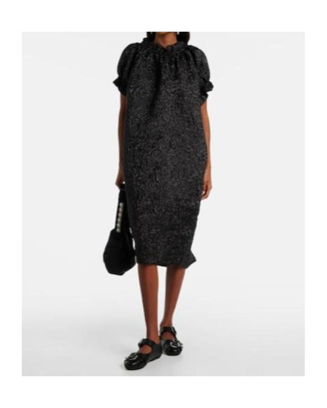Simone Rocha Black Gathered Midi Dress