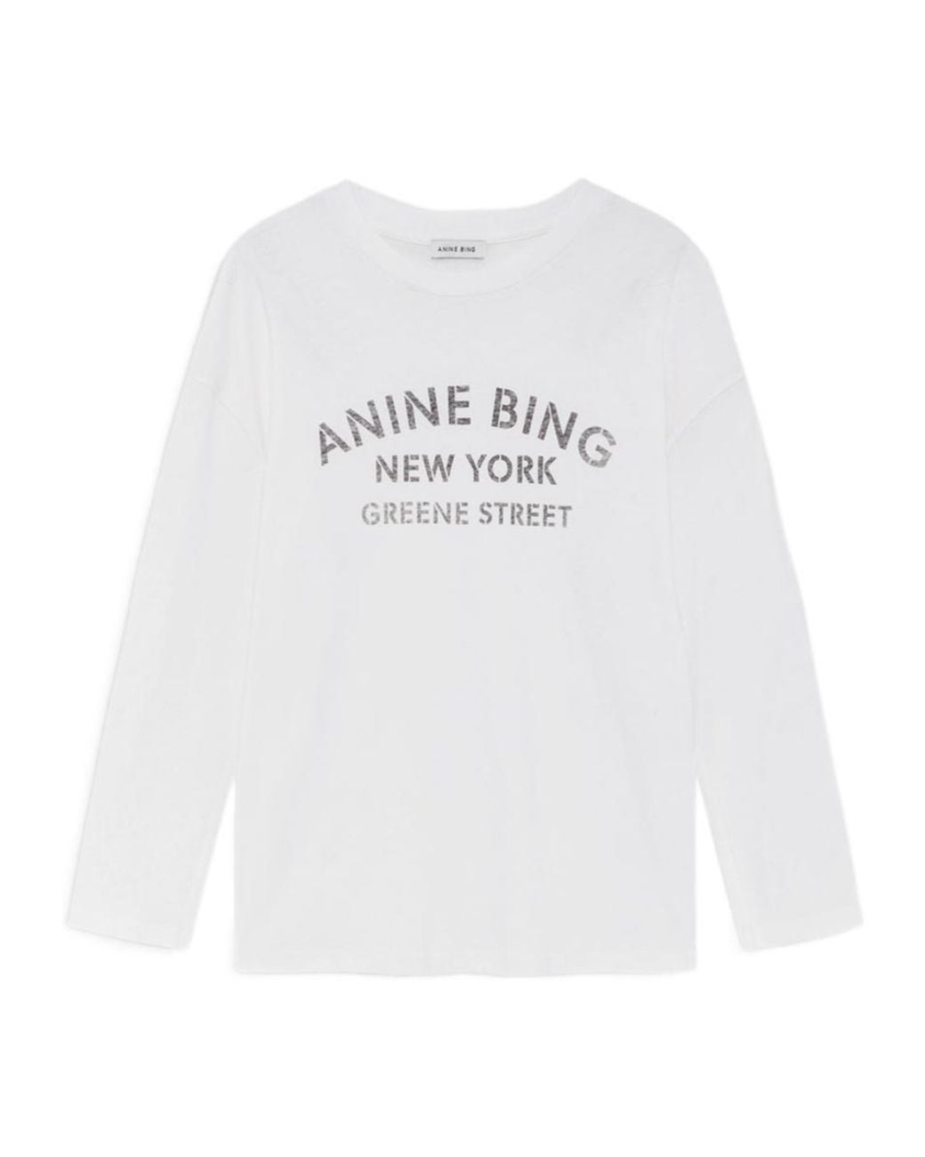 Anine Bing White Long-Sleeved Crewneck T-Shirt
