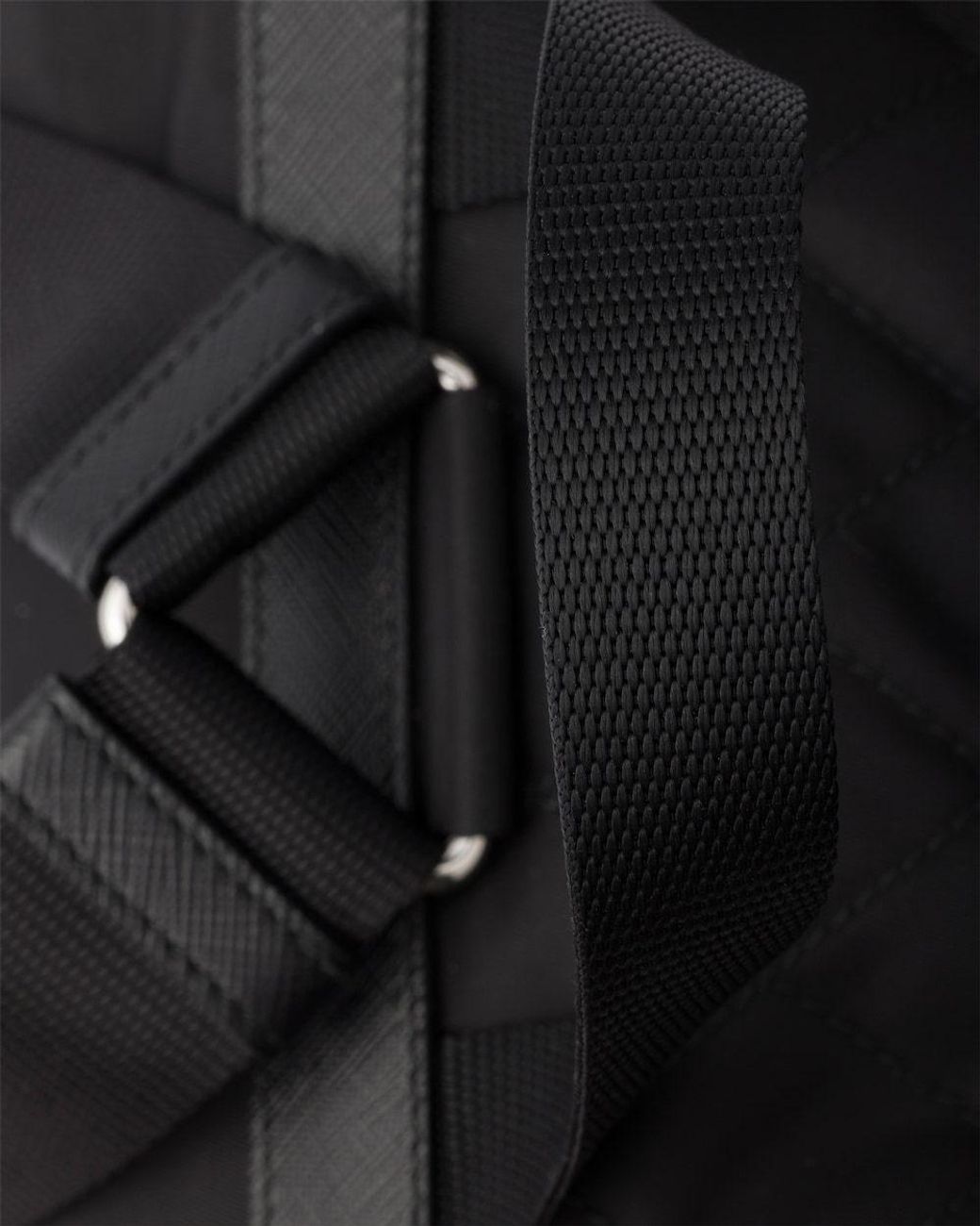 Prada Black Medium Quilted Re-Nylon Backpack With Saffiano Leather Trim