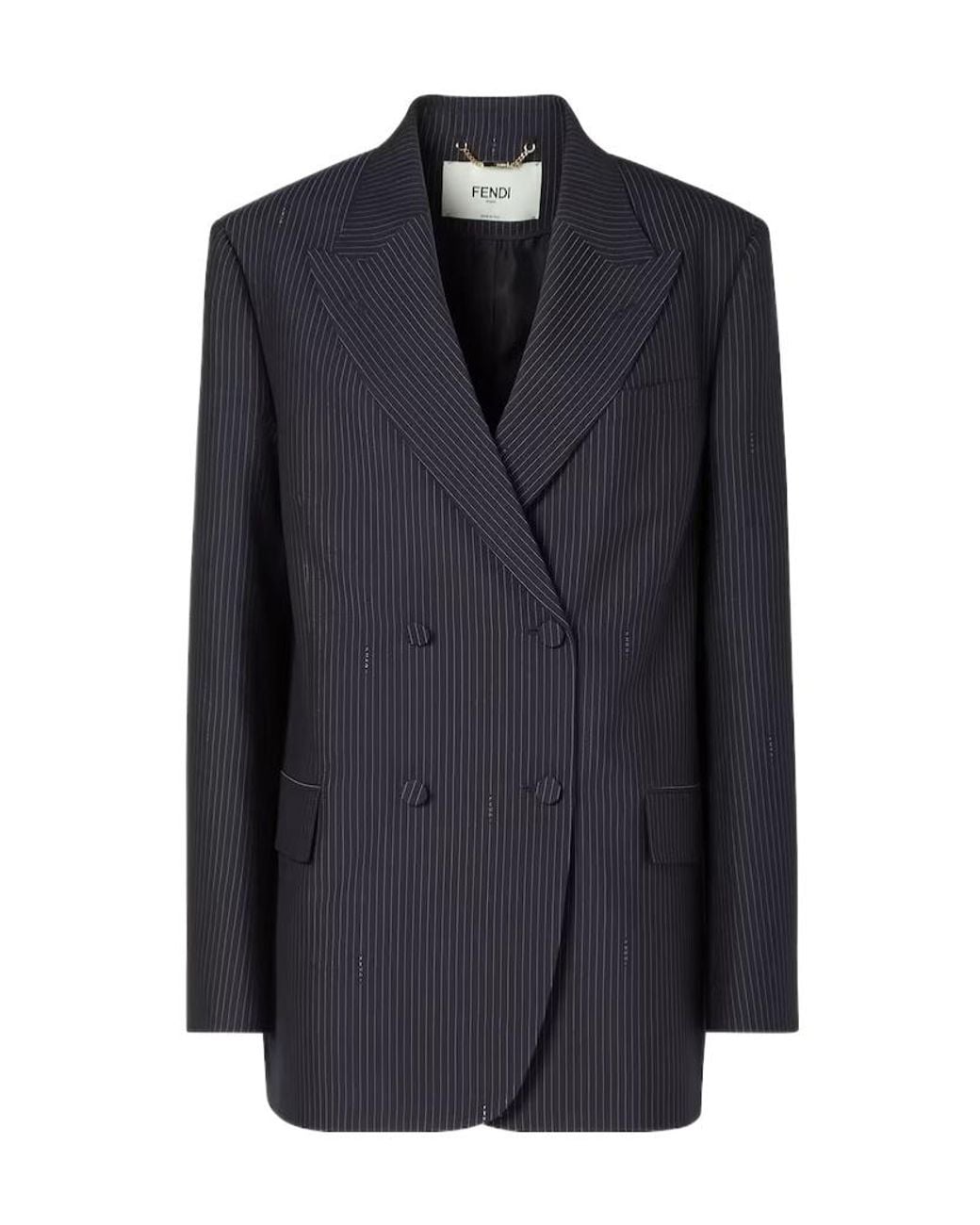 Fendi Blue Pinstriped Button-Up Blazer
