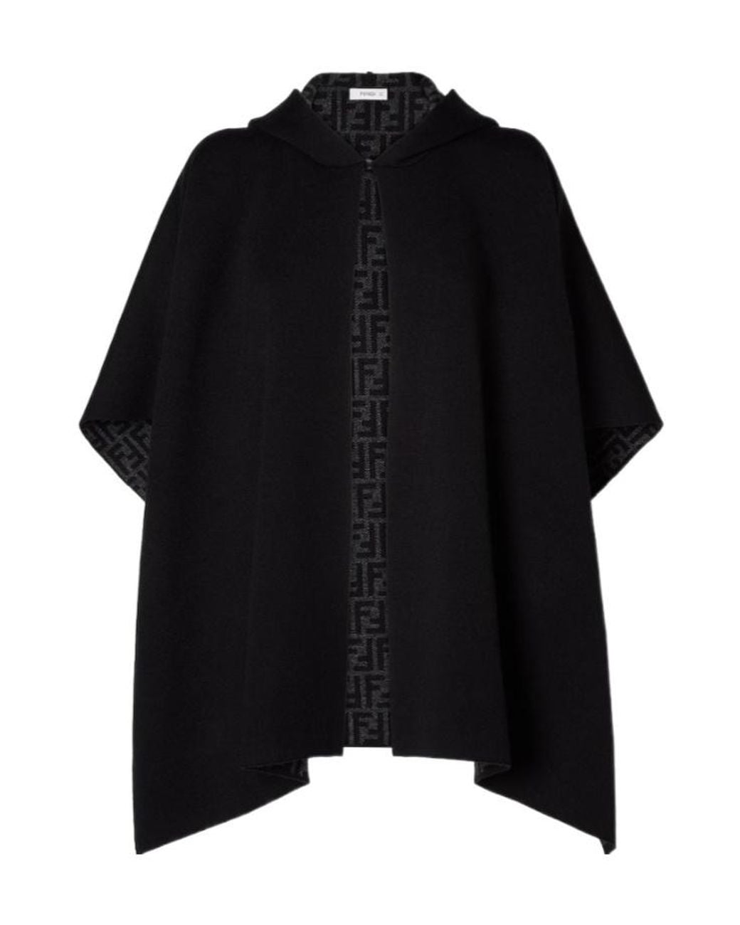 Fendi Black Hooded Ff Monogram Cape