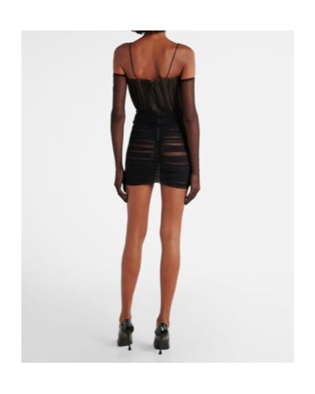 Alex Perry Black Ruched Sheer Bustier Dress