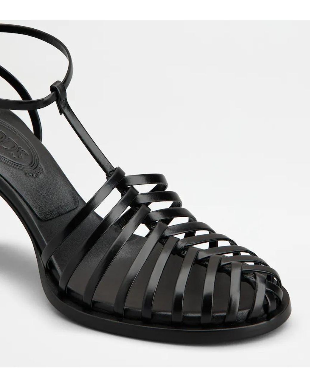 Tod's Black 75Mm Leather Sandals