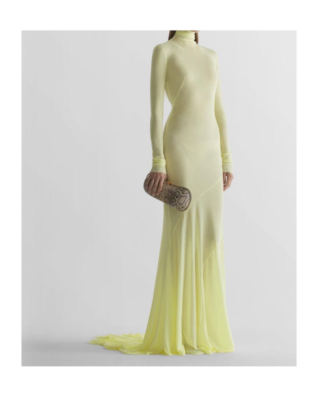 Mugler Green Turtleneck Jersey Gown