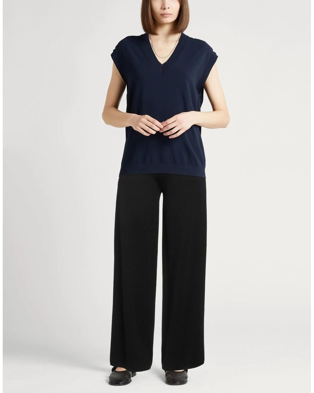 Max Mara Black Straight-Leg Wool Pants