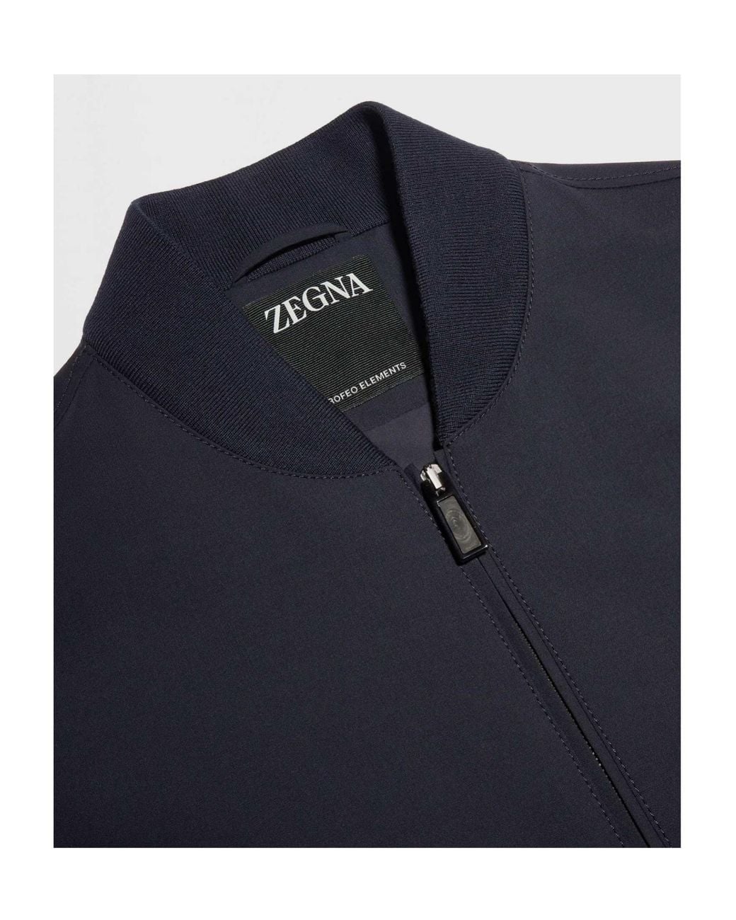 Zegna Blue Zipped Elasticated Hem Bomber Jacket for men