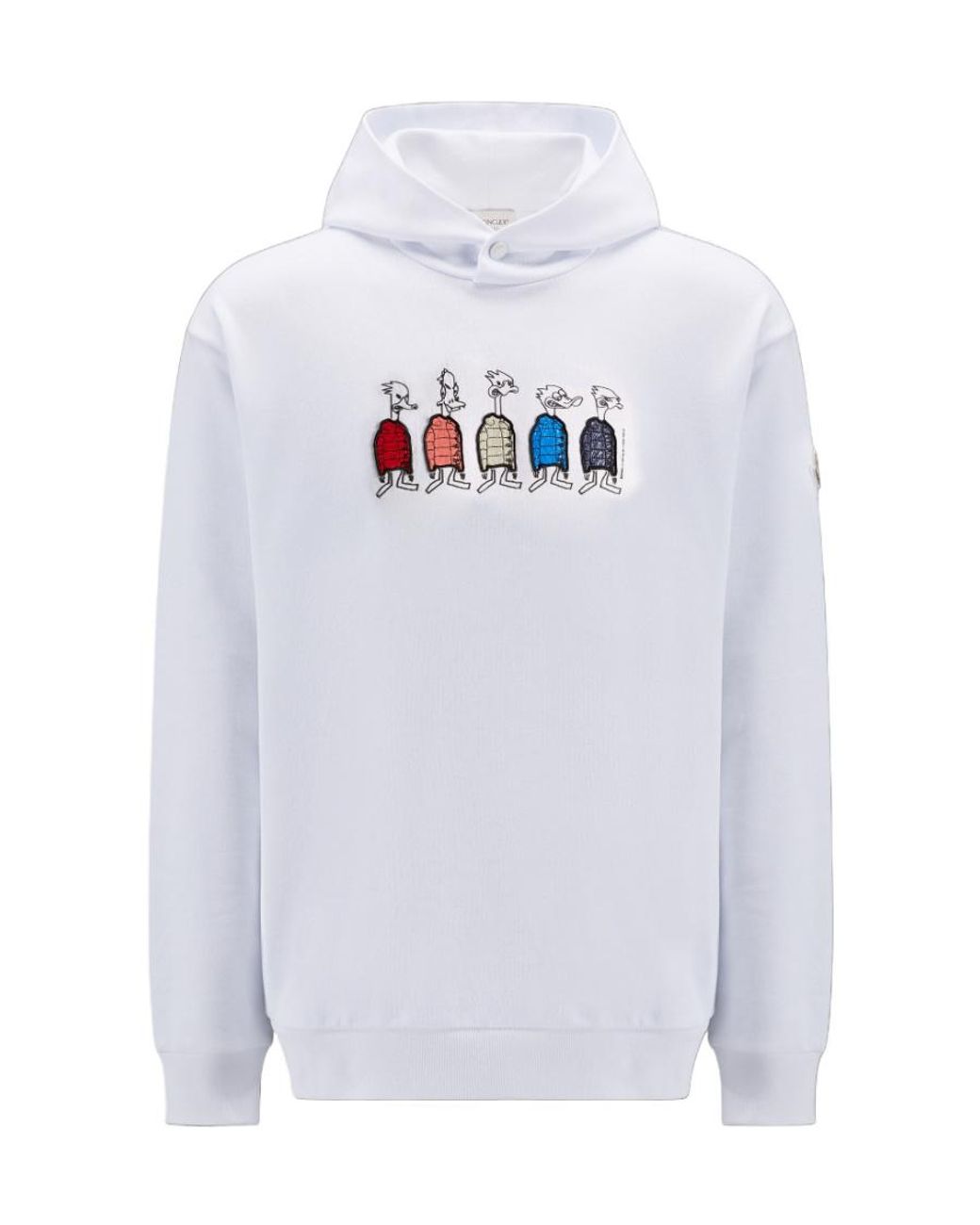 Moncler White Duck-Print Cotton Hoodie for men