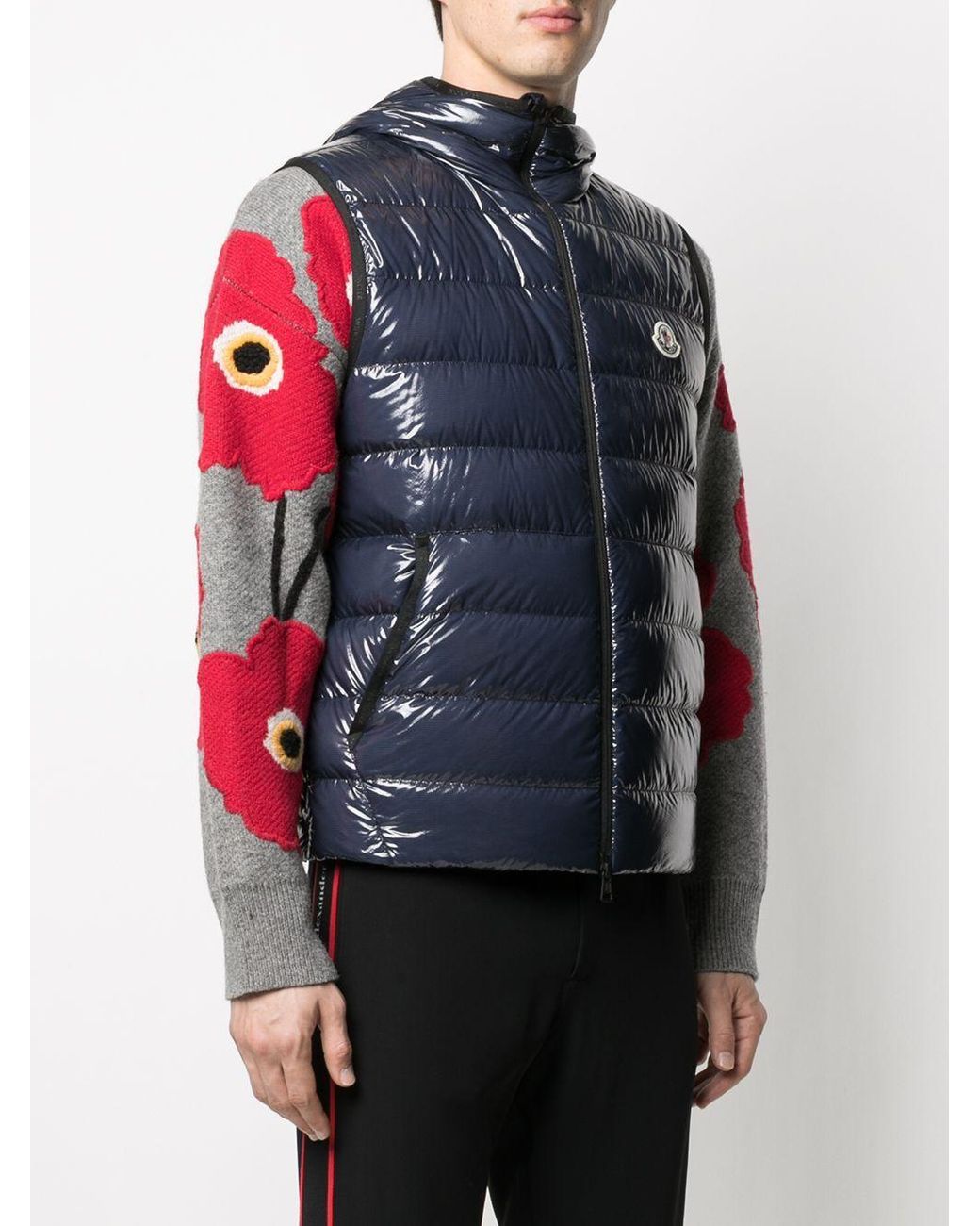 Moncler Blue Logo-Patch Zip-Up Padded Gilet for men