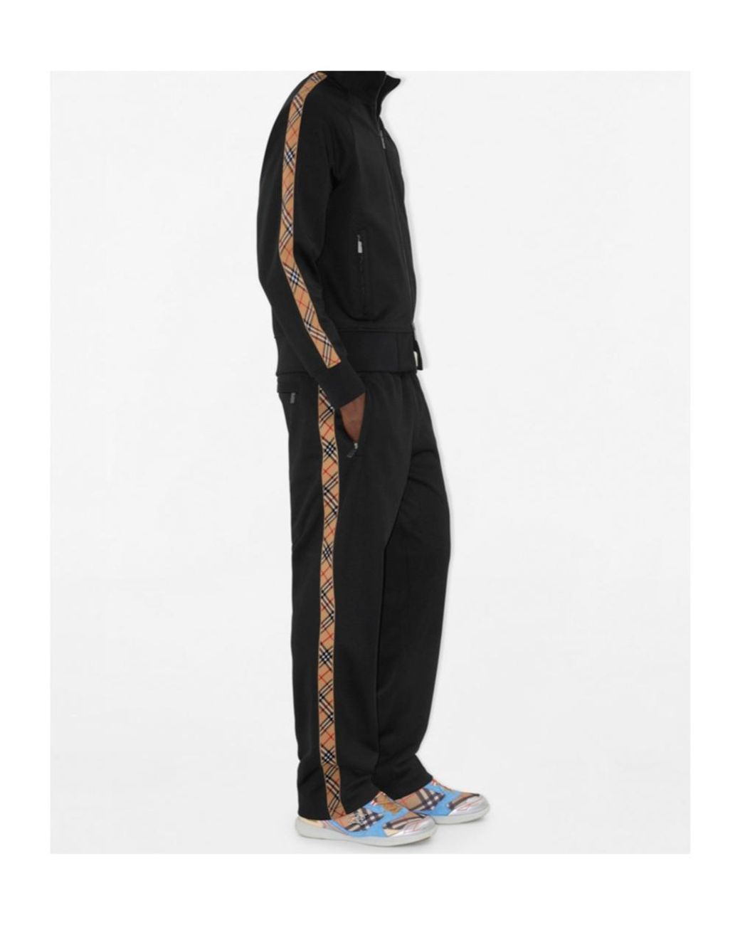 Burberry Black Check Trim Straight-Leg Track Pants for men