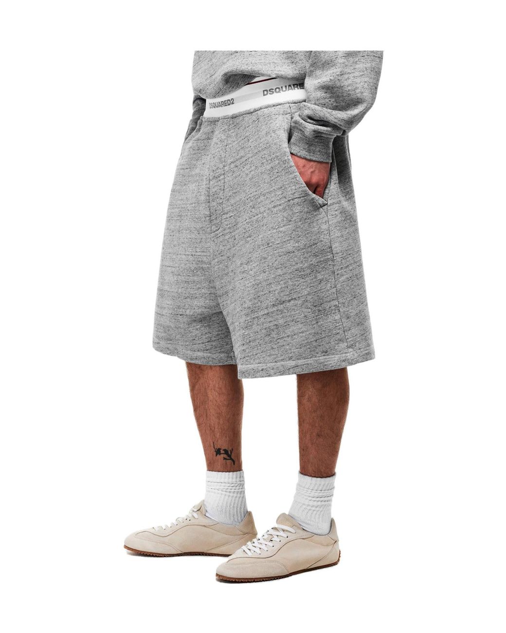 DSquared² Gray Fleece Jogger Shorts for men