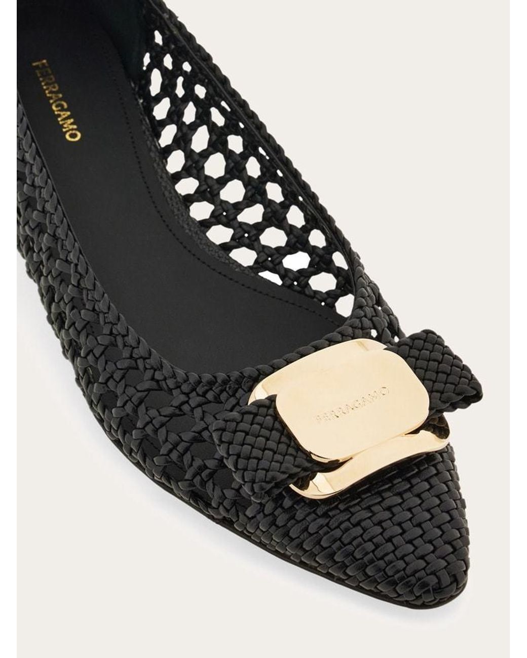 Ferragamo Black Ferragamo New Vara Buckle Ballet Flats