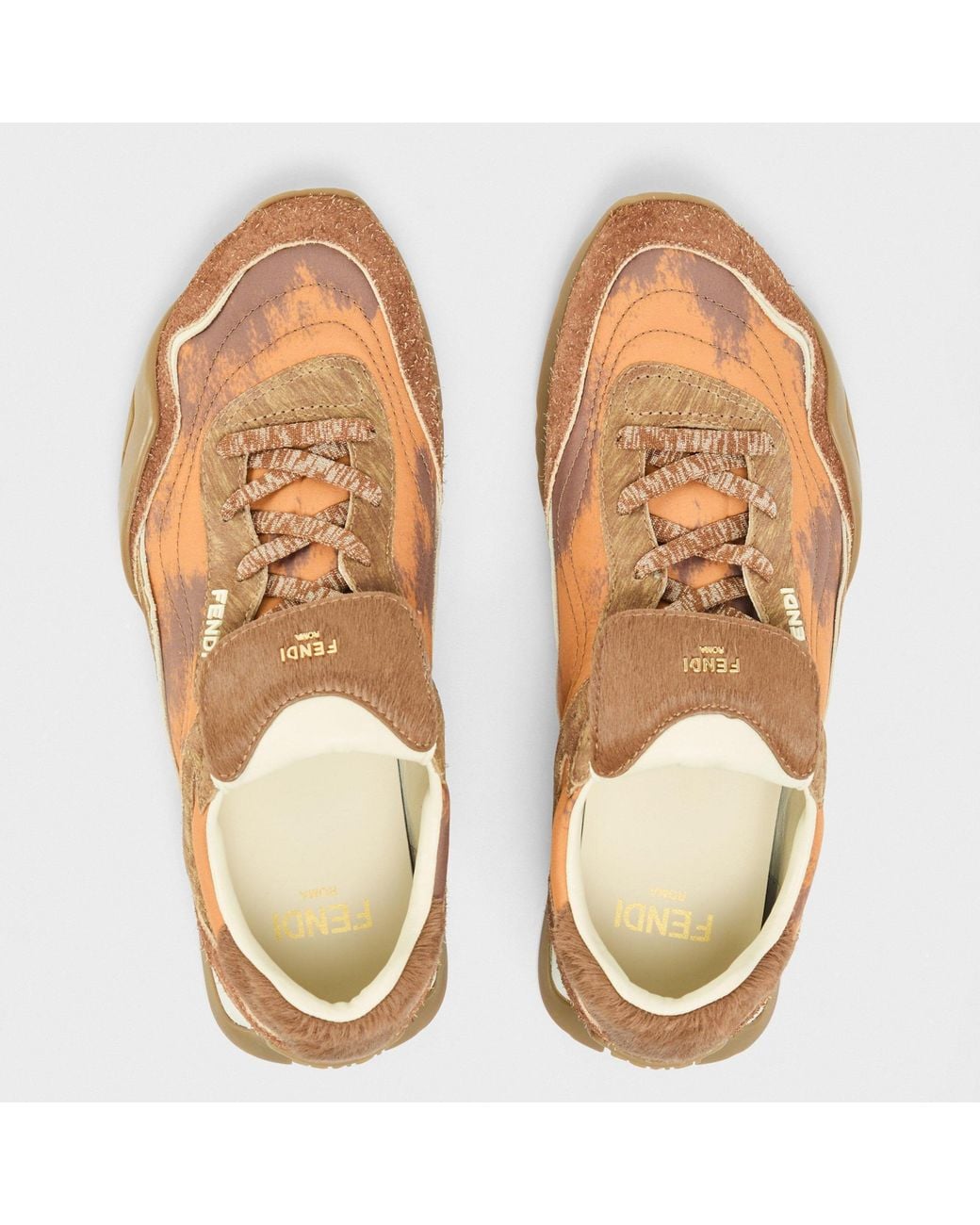Fendi Brown Lace-Up Low-Top Sneakers