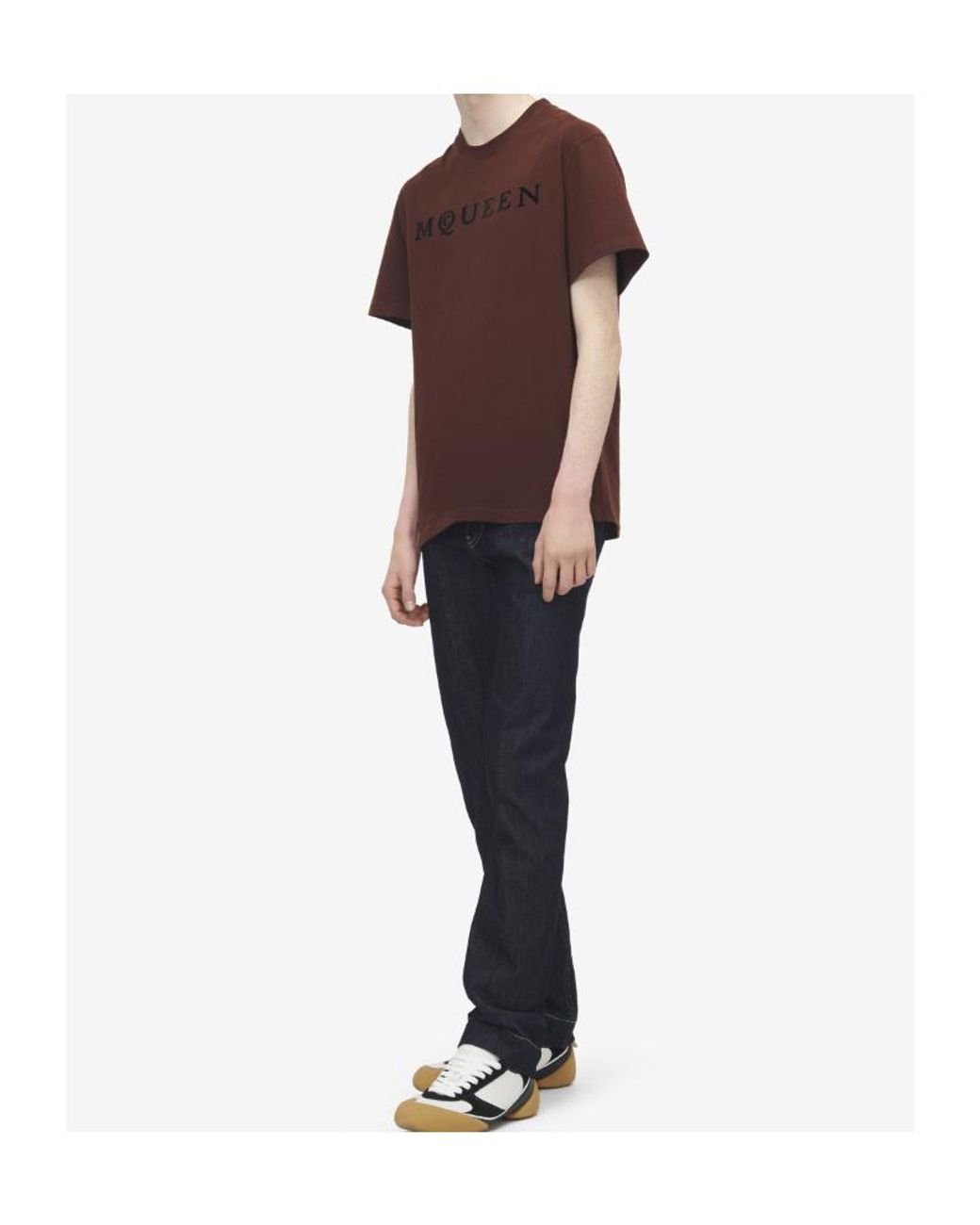McQueen Brown Cotton Logo T-Shirt for men