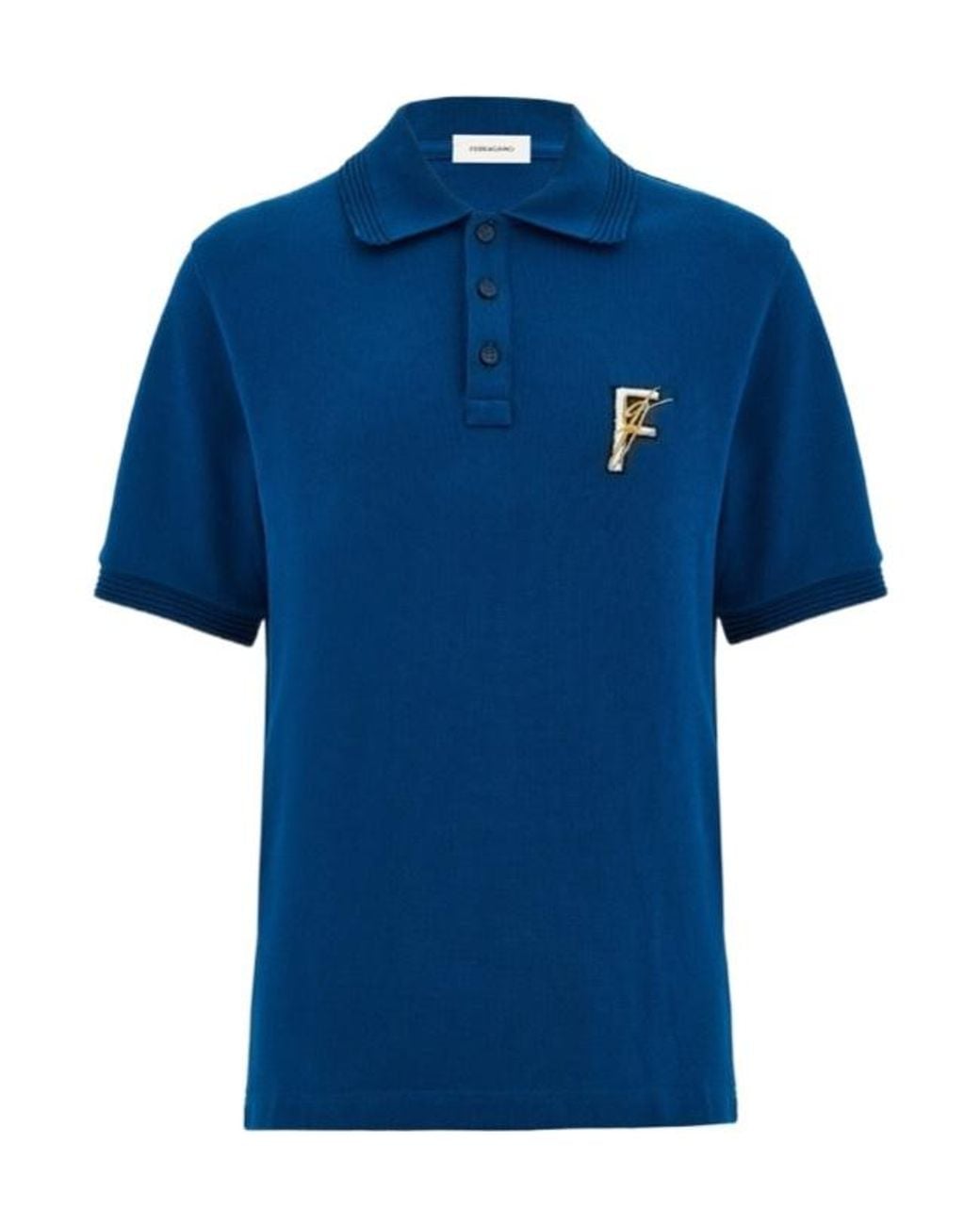 Ferragamo Blue Short-Sleeved Polo Shirt for men