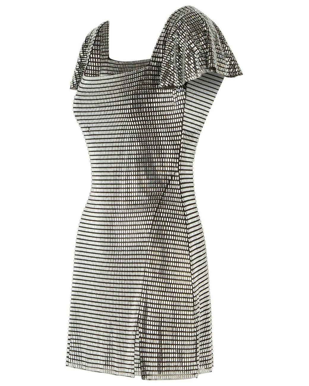 Self-Portrait Gray Rhinestone Mesh Mini Dress