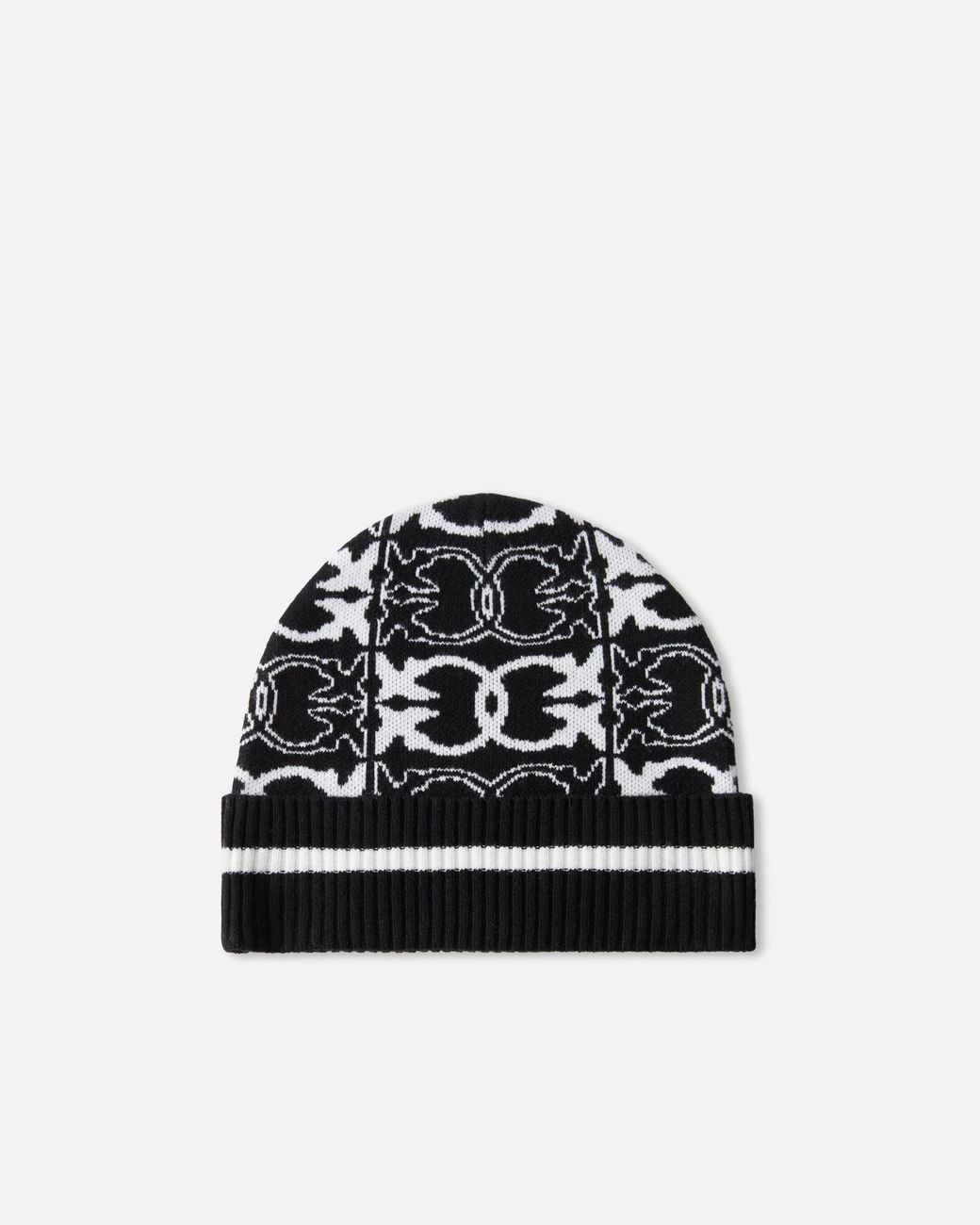 Pinko Black Logo Intarsia Knitted Beanie
