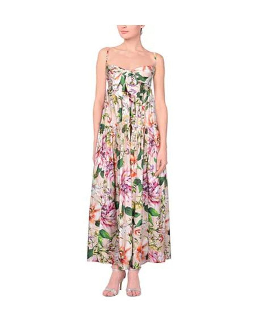 Dolce & Gabbana White Sleeveless Floral Print Dress