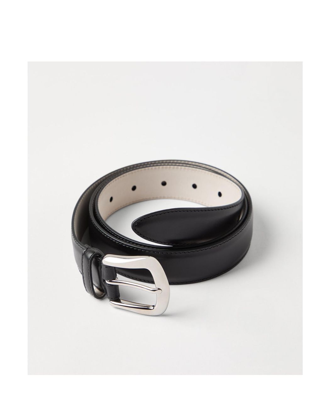 Brunello Cucinelli White Calfskin Belt for men
