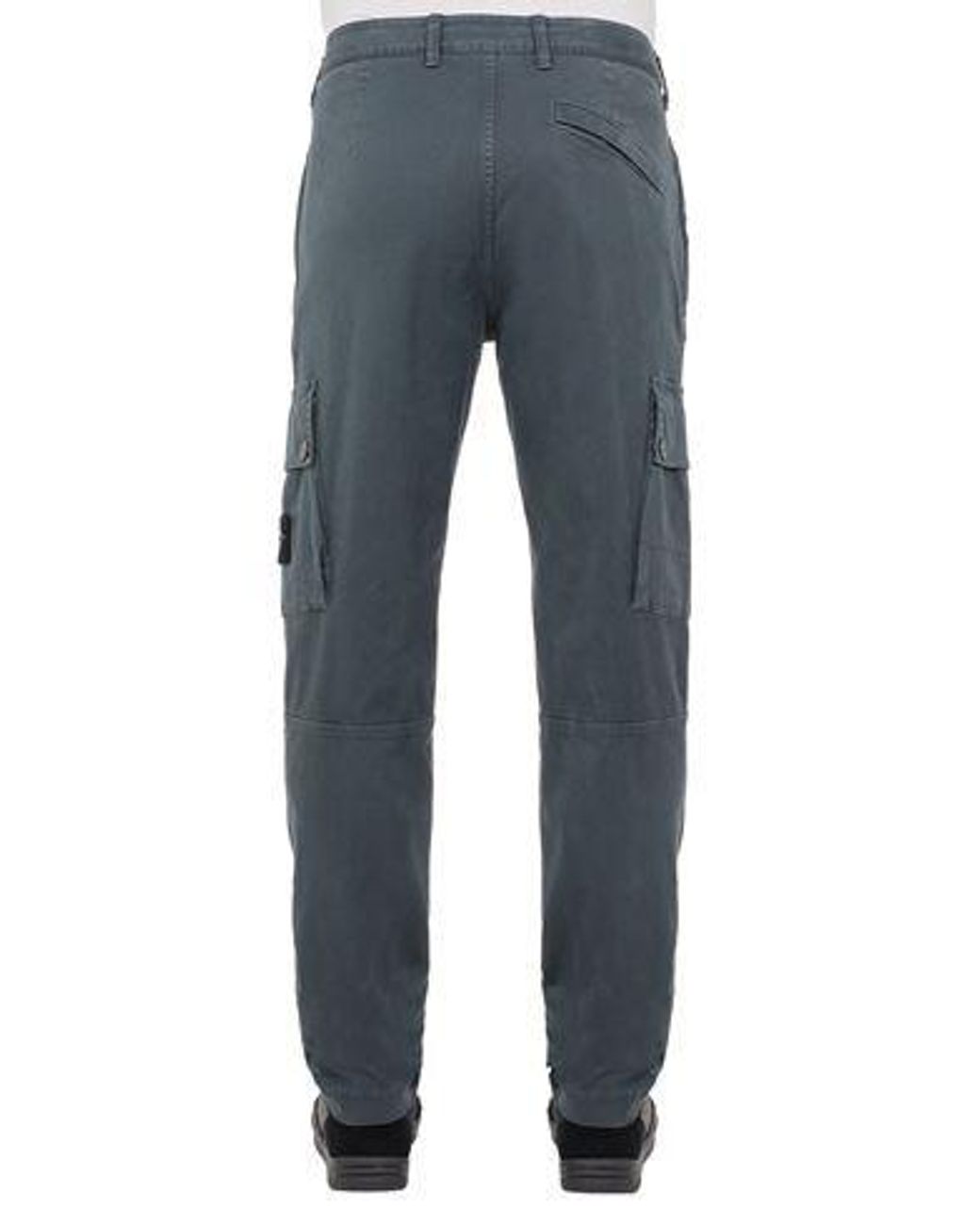 Stone Island Black Compass-Motif Straight-Leg Trousers for men