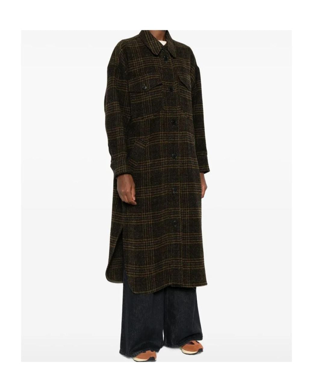 Isabel Marant Black Étoile Gislene Checked Long Coat