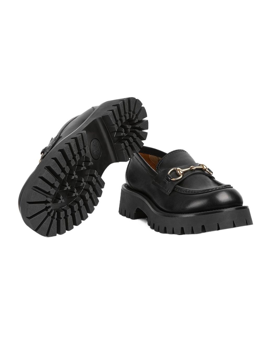 Gucci Black Lug Sole Loafer With Horsebit