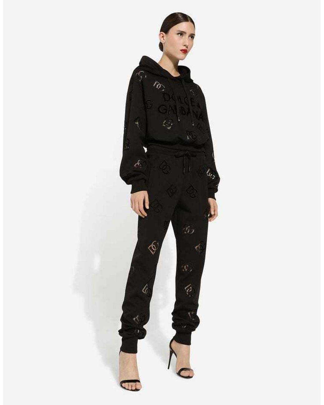 Dolce & Gabbana Black Cut-Out Dg Logo Jersey Hoodie