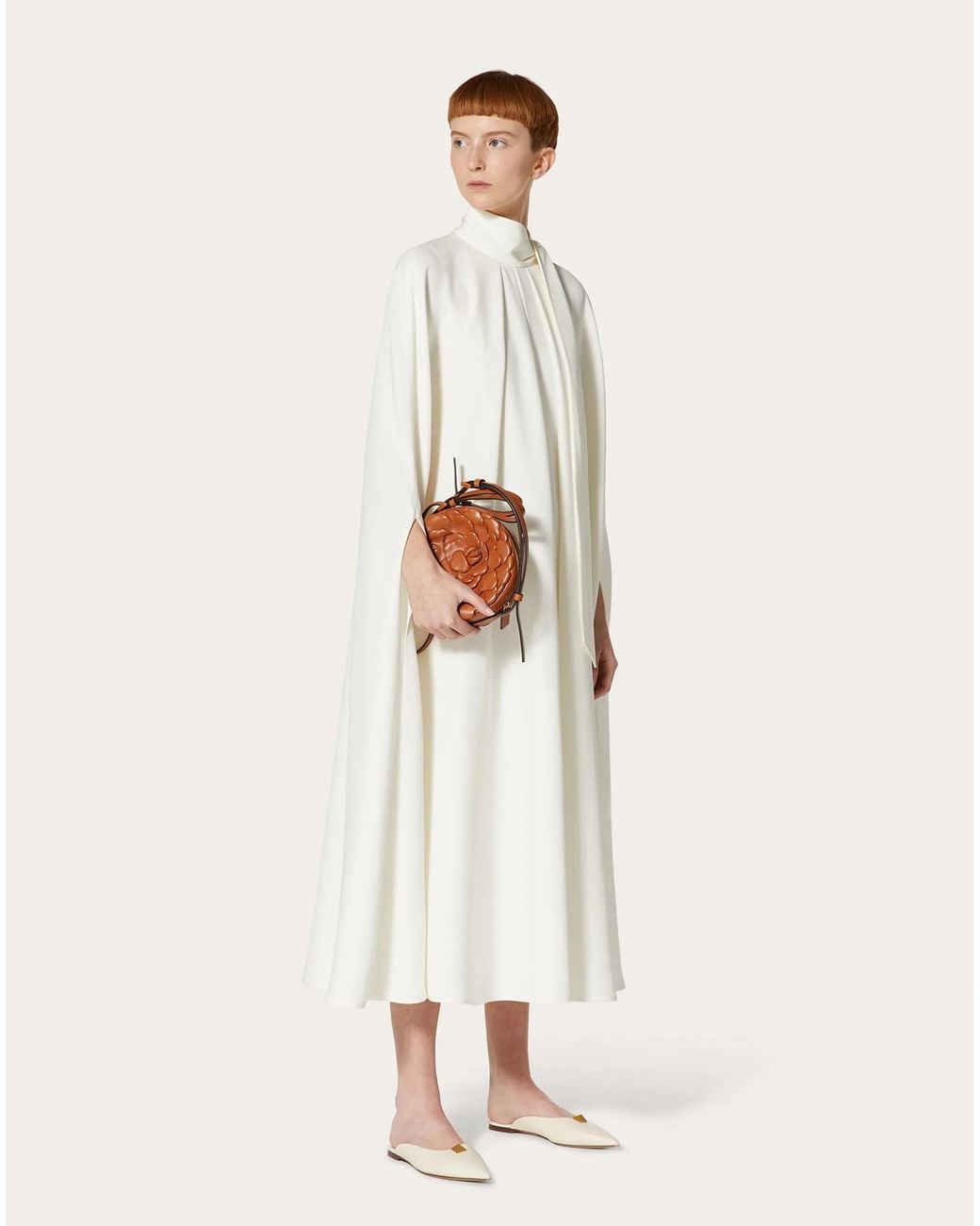 Valentino White Pendant Cape Dress