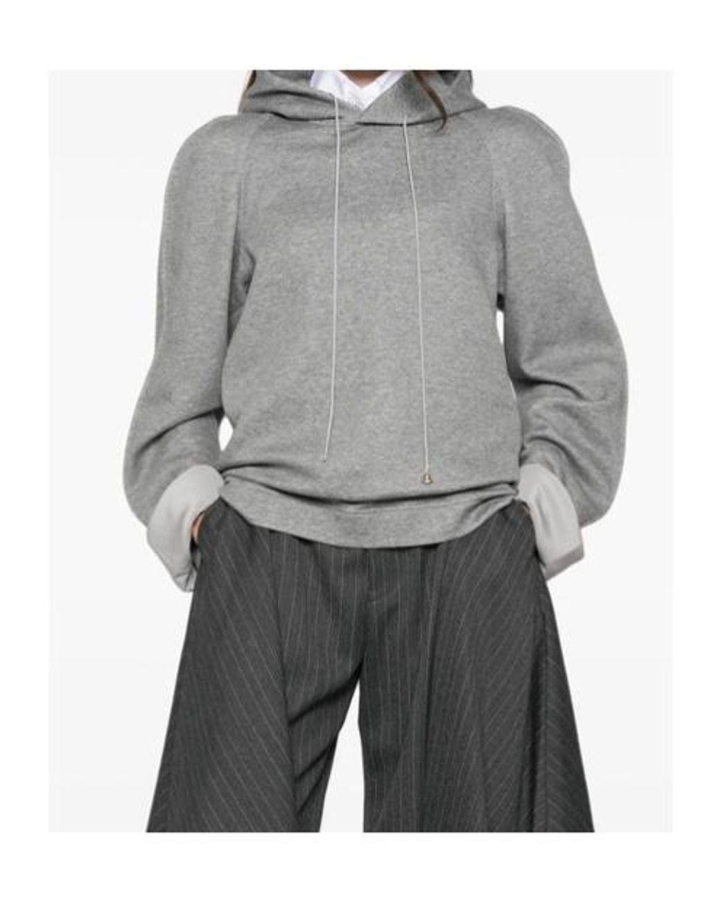 Carven Gray Long-Sleeved Hooded Sweatshirt