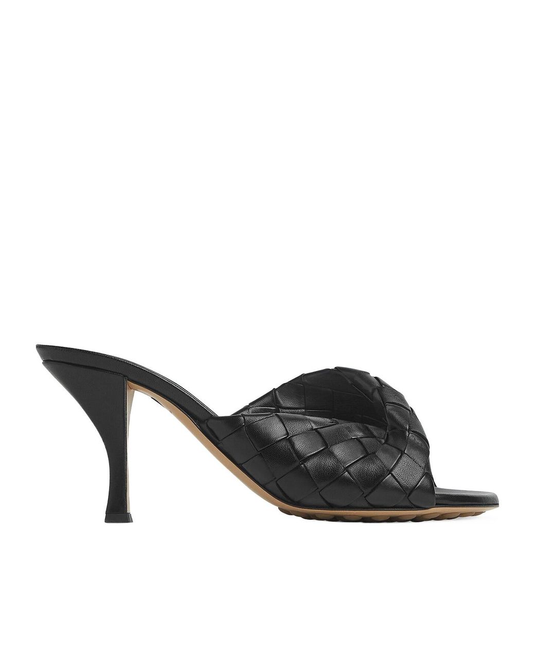 Bottega Veneta Black Leather Intrecciato Blink Mules 80