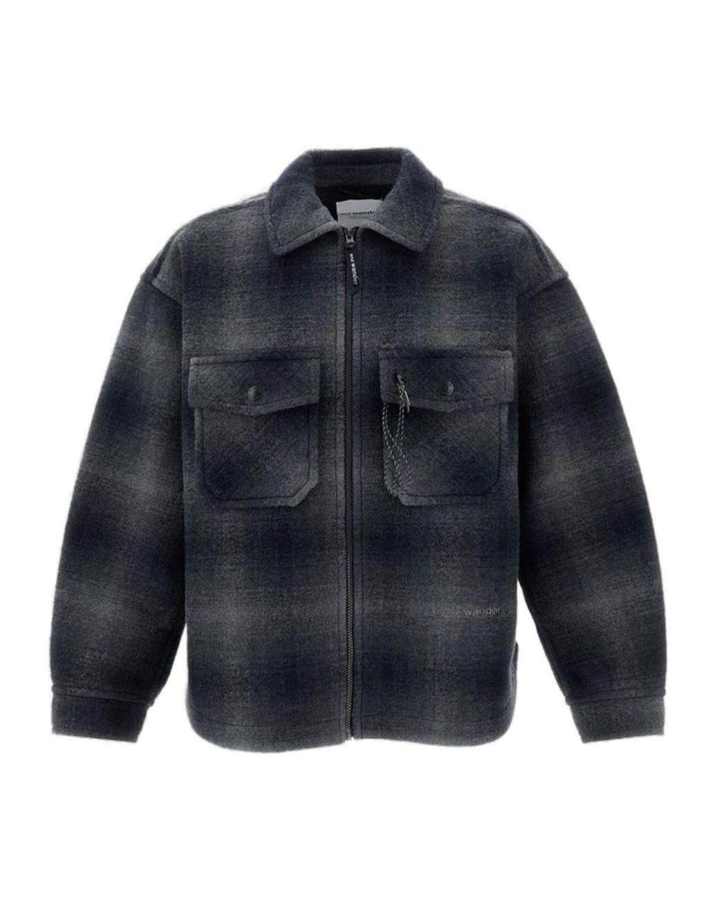 and wander Brushed Finish Check Patterned Jacket in Blue for Men | Lyst