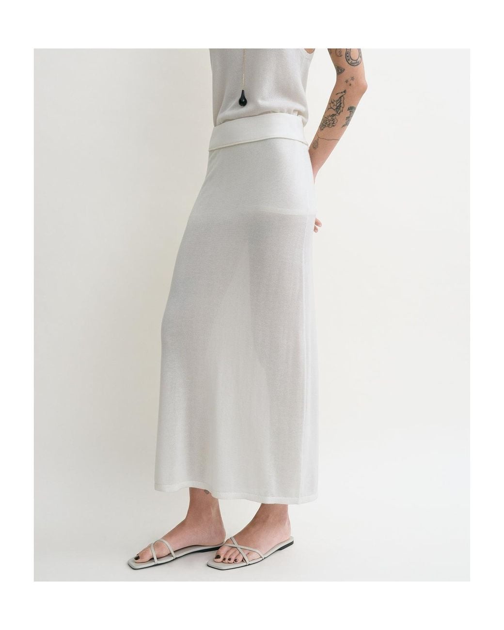 Totême White Totême Long Knitted Skirt