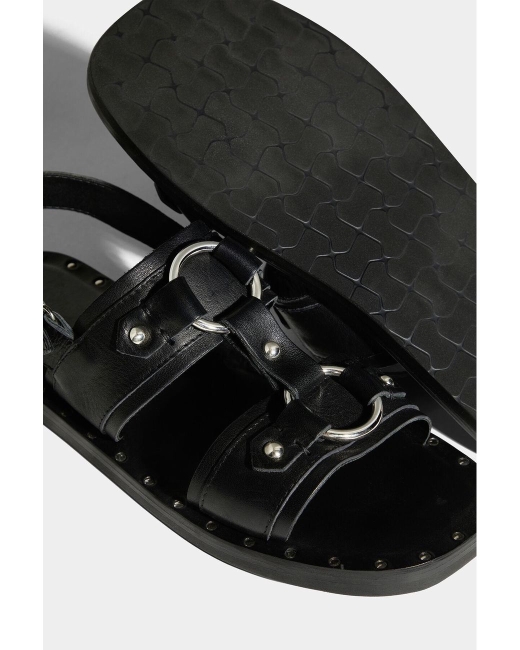 DSquared² Black Stud-Detail Calf-Leather Sandals for men