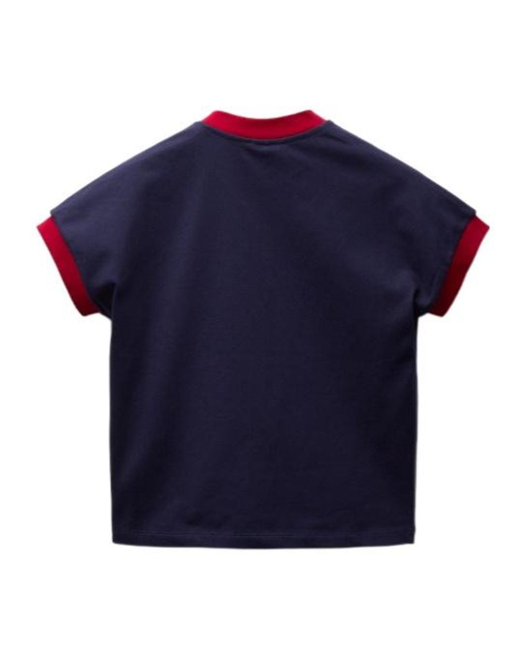 Versace Blue Contrast-Trim Cropped T-Shirt