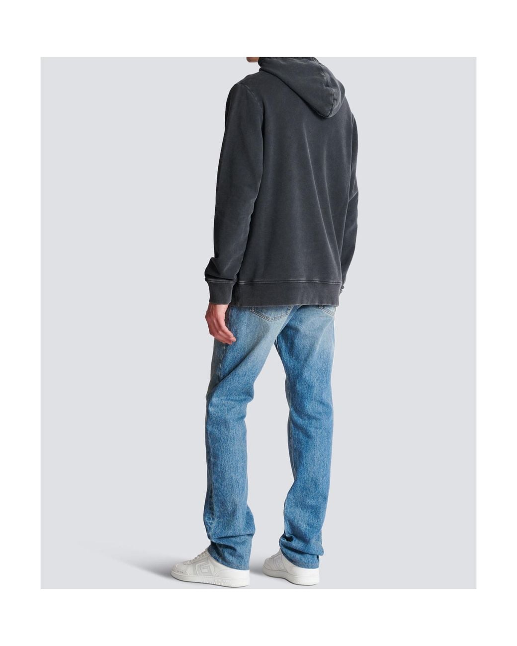 Balmain Black Vintage Logo Embroidered Hoodie for men