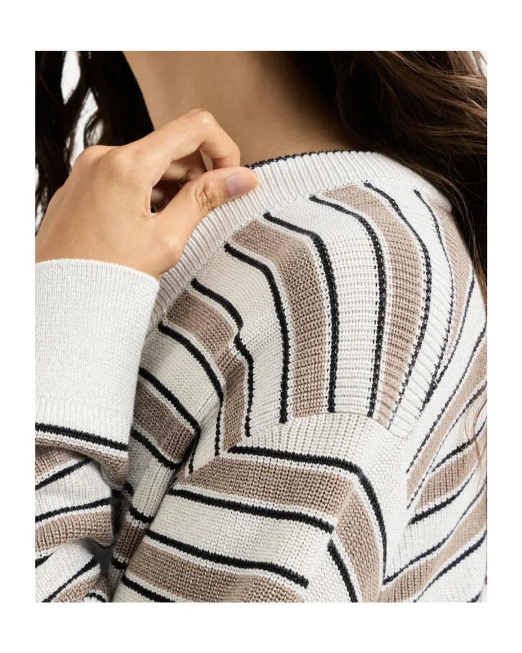 Brunello Cucinelli Multicolor Cotton Cardigan With Sparkling Stripes