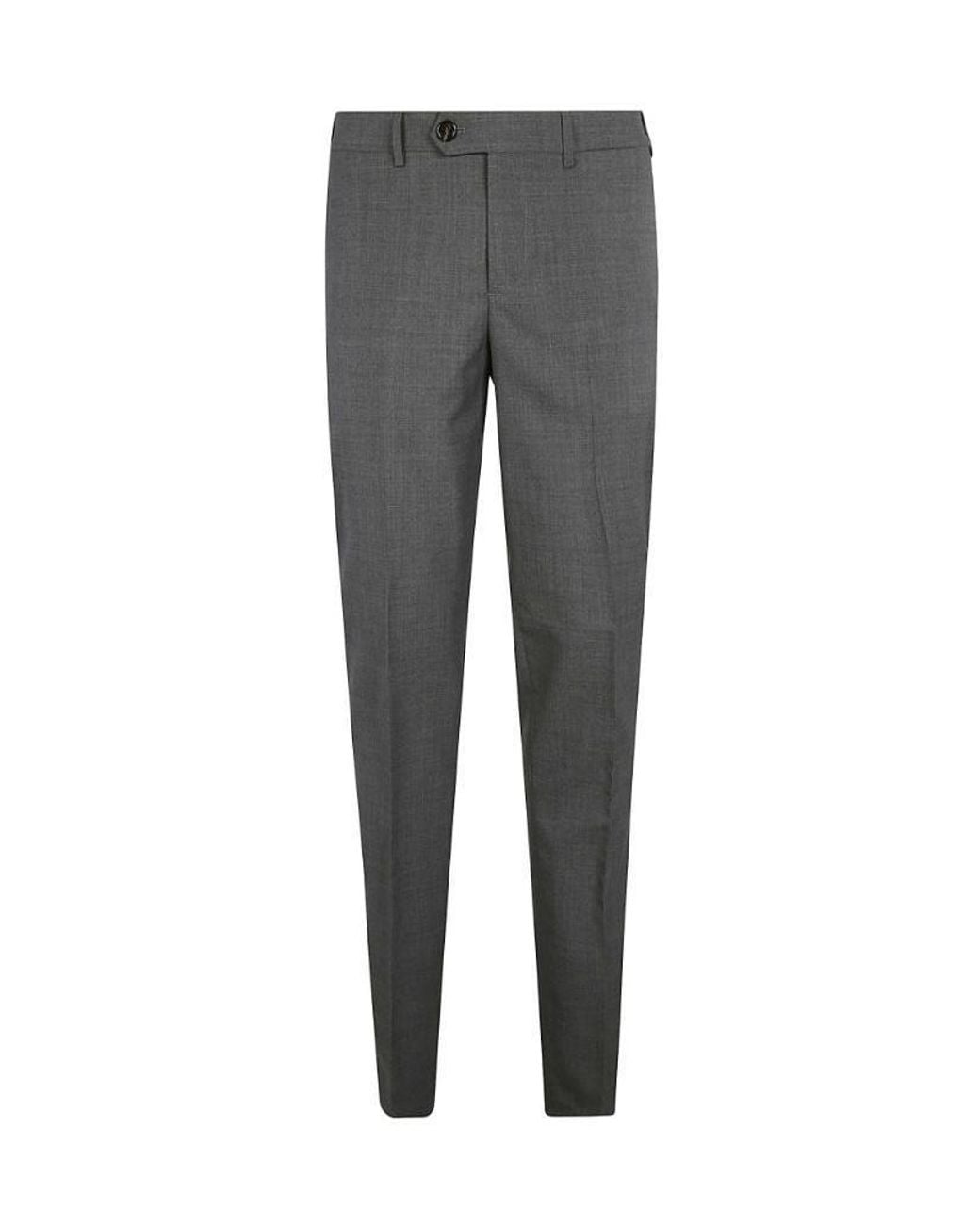 Brunello Cucinelli Gray Mid-Rise Straight-Leg Wool Casual Trousers for men