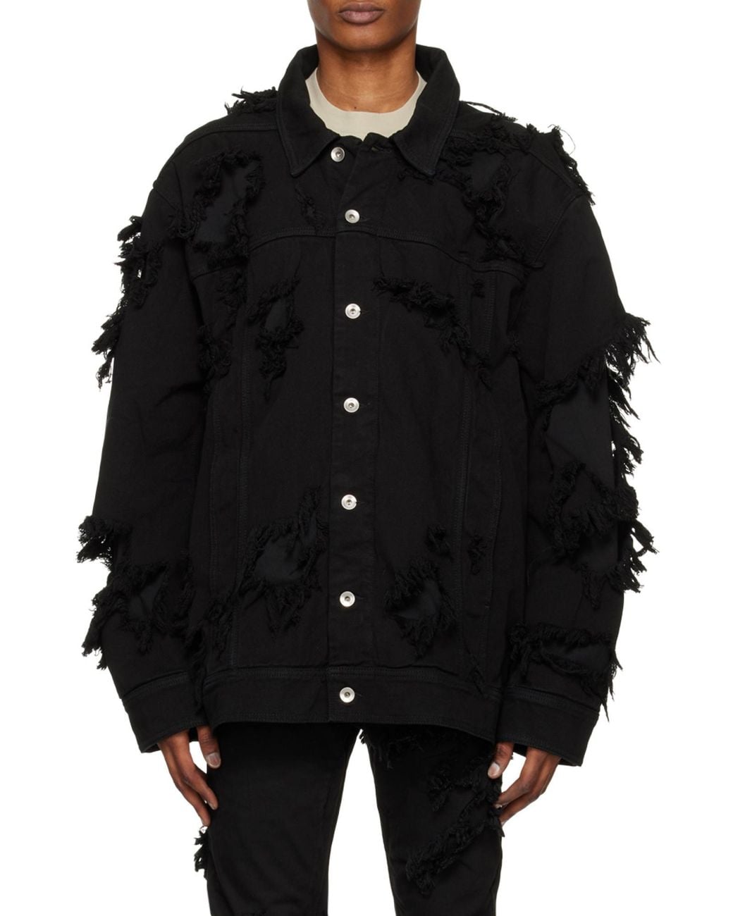 Rick Owens Black Layered Detailed Jacket for men