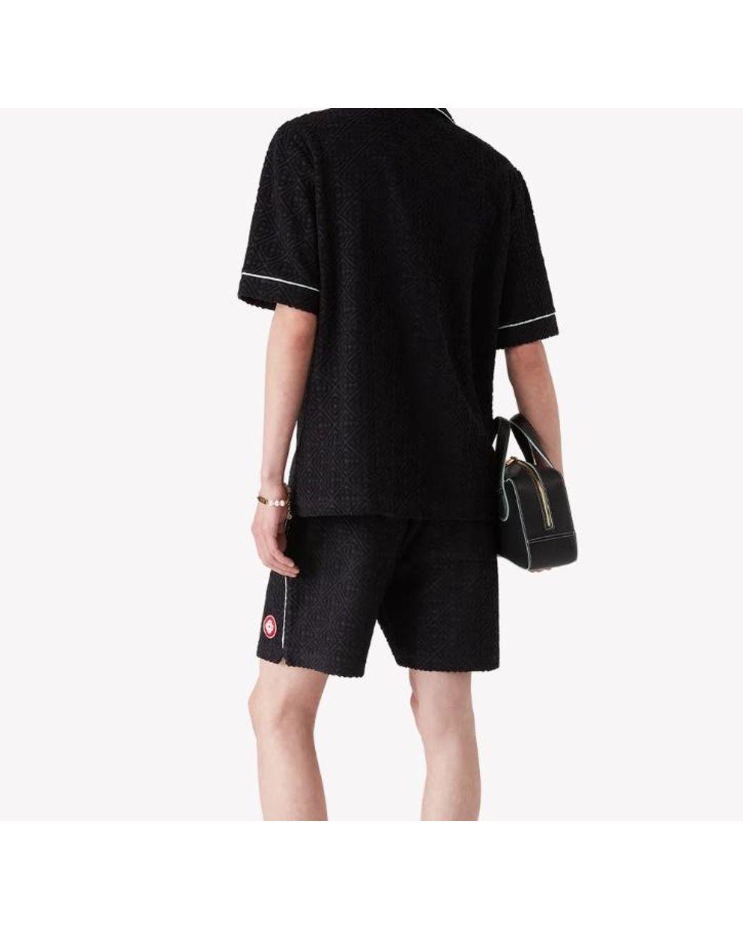 Casablanca Black Monogram Jacquard Drawstring Shorts for men