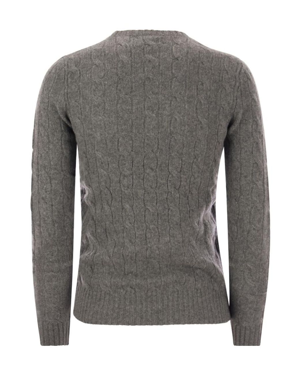 Polo Ralph Lauren Gray Pony Embroidered Cable-Knit Jumper