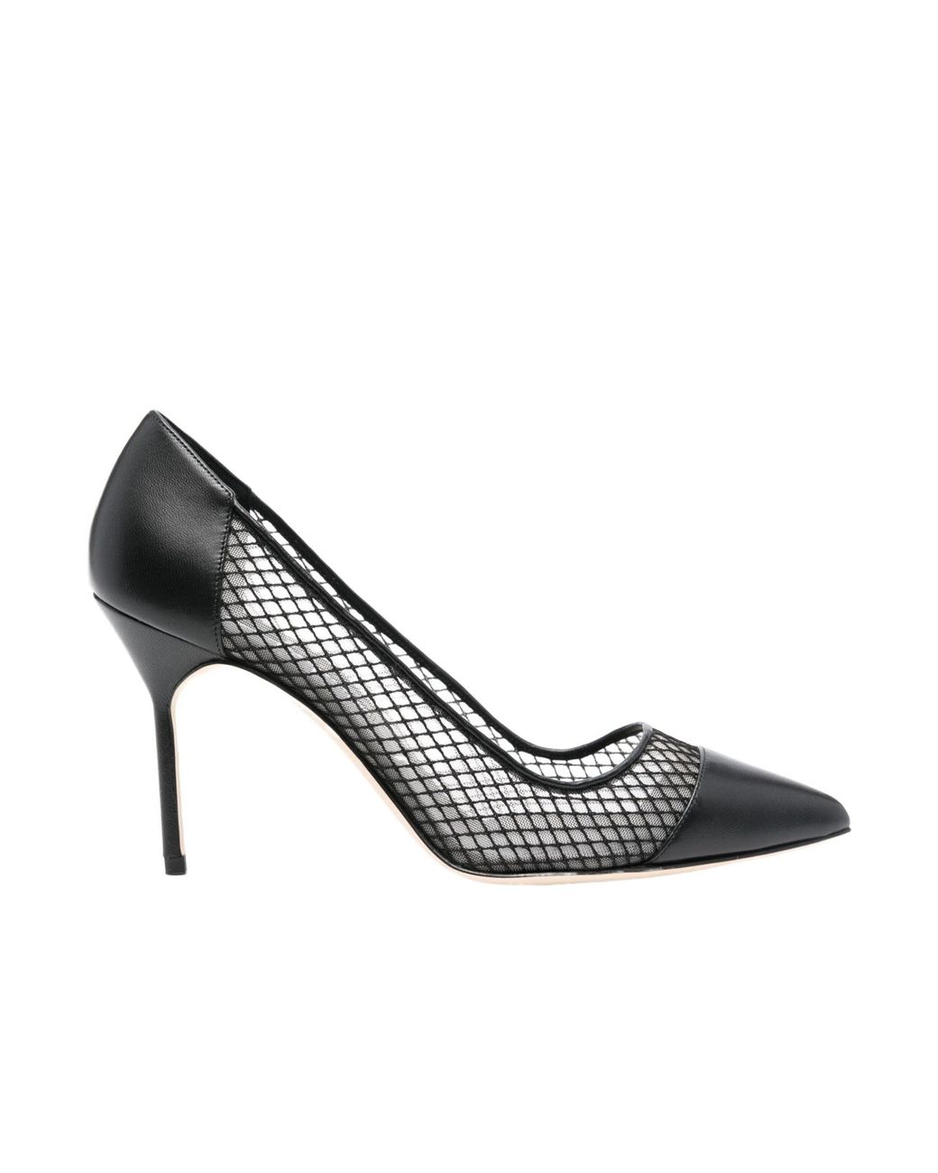 Manolo Blahnik Metallic Capcour Mesh-Panelled Pumps