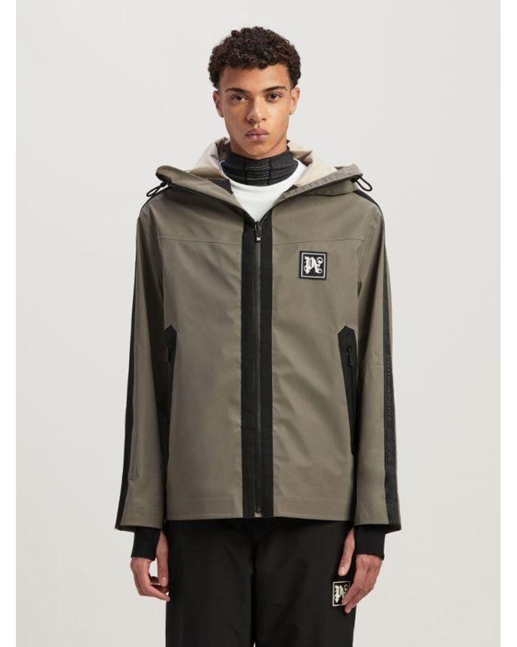 Palm Angels Brown Logo Patch Hooded Jacket for men