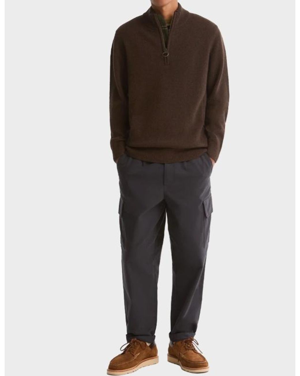 Barbour Black Holden Tartan-Patch Half-Zip Sweater for men